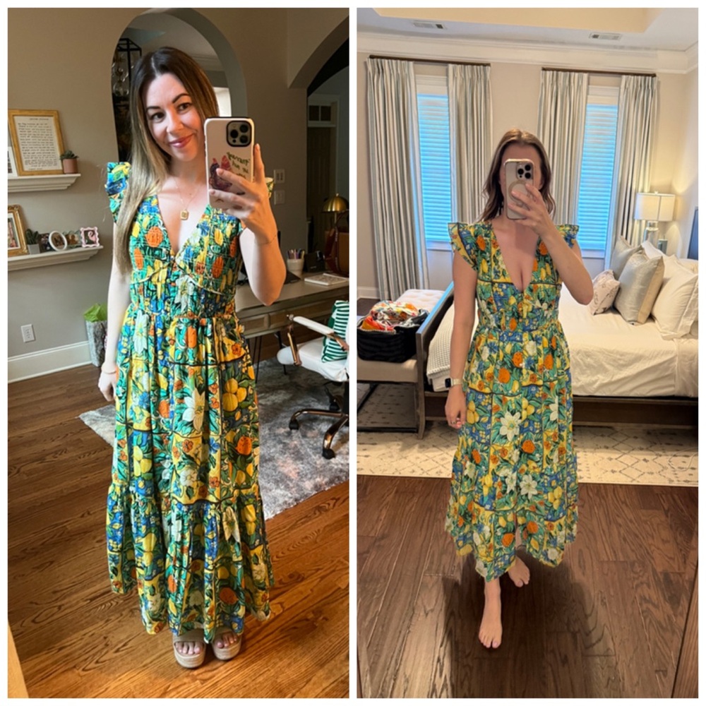 Anthropologie Peregrine Flutter Sleeve Maxi Dress Floral‎ Colorful Sundress XL